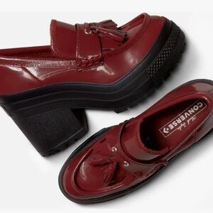 Converse Women's Red Platform Loafers